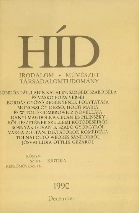 Híd, 54. évf. 1990. december. 12. sz. 1173–1280. oldal