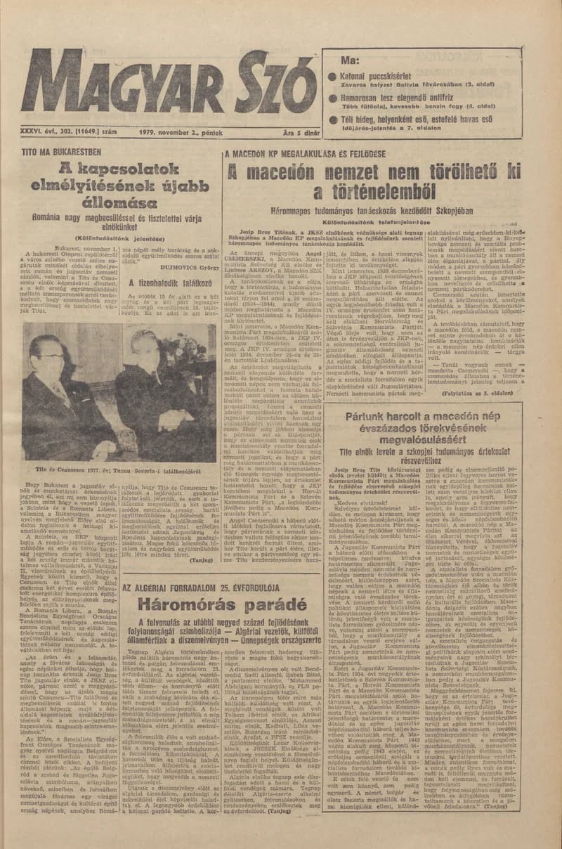 Magyar Szó, 36. évf. 1979. november 2. 302. sz. 1–20. oldal