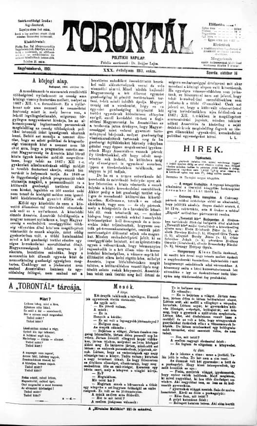 Torontál, 30. évf. 1901. október 16. 237. sz.