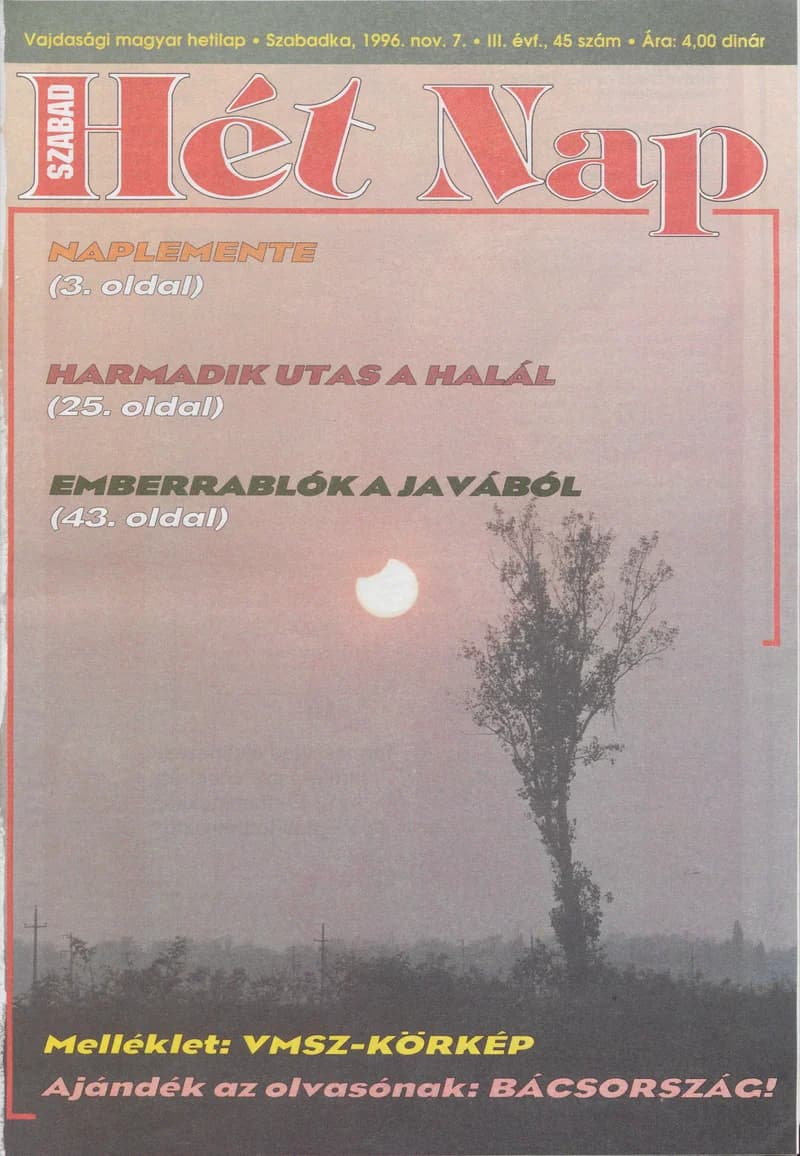 Szabad Hét Nap, 3. évf. 1996. november 7. 45. sz.