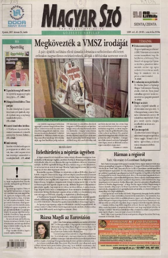 Magyar Szó, 64. évf. 2007. február 26. 47. sz. 1–12. oldal