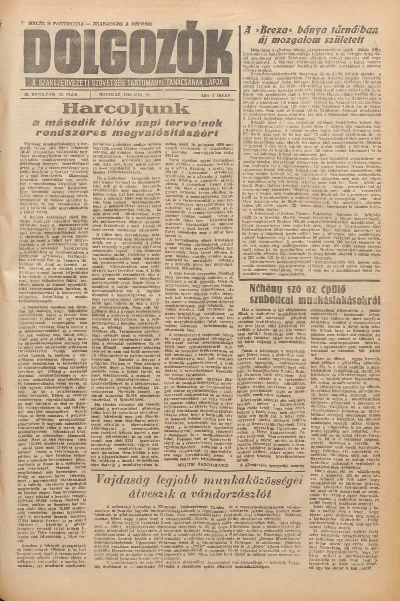 Dolgozók, 3. évf. 1949. augusztus 12. 32. sz.