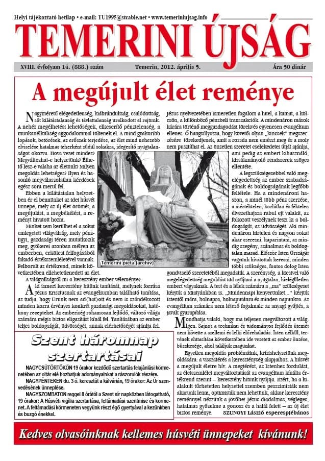 Temerini Újság, 18. évf. 2012. április 5. 14. sz.
