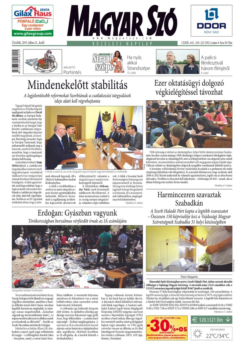 Magyar Szó, 72. évf. 2015. július 21. 165. sz. 1–20. oldal