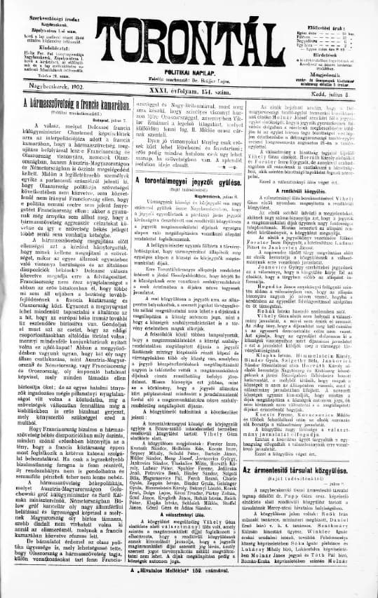 Torontál, 31. évf. 1902. július 8. 154. sz.