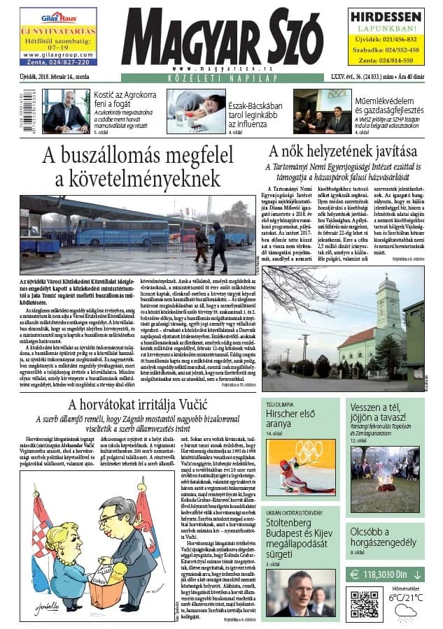 Magyar Szó, 75. évf. 2018. február 14. 36. sz. 1–16. oldal