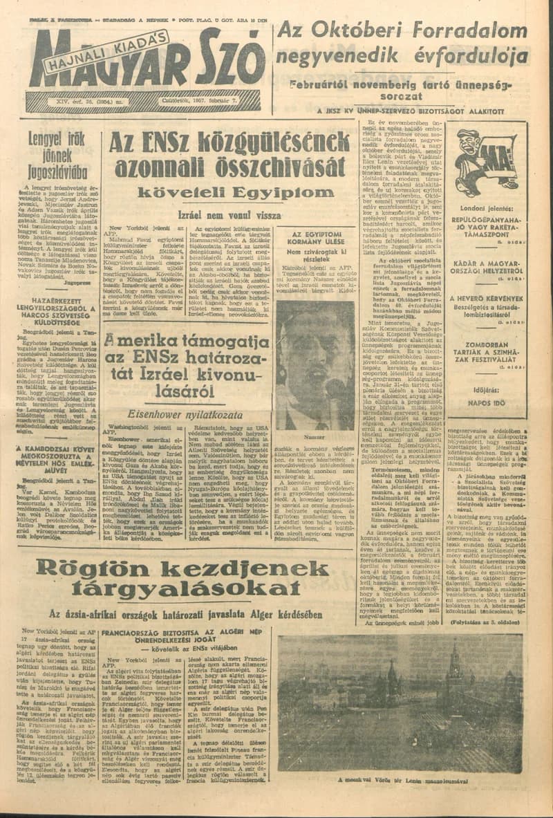 Magyar Szó, 14. évf. 1957. február 7. 36. sz. 1–12. oldal