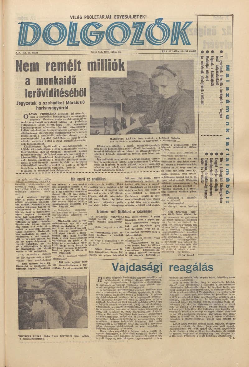 Dolgozók, 20. évf. 1966. július 15. 29. sz.
