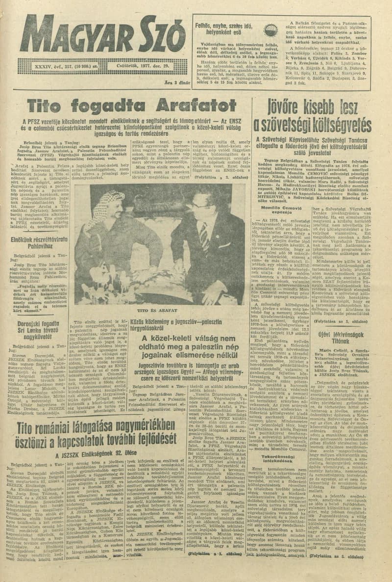 Magyar Szó, 34. évf. 1977. december 29. 357. sz.