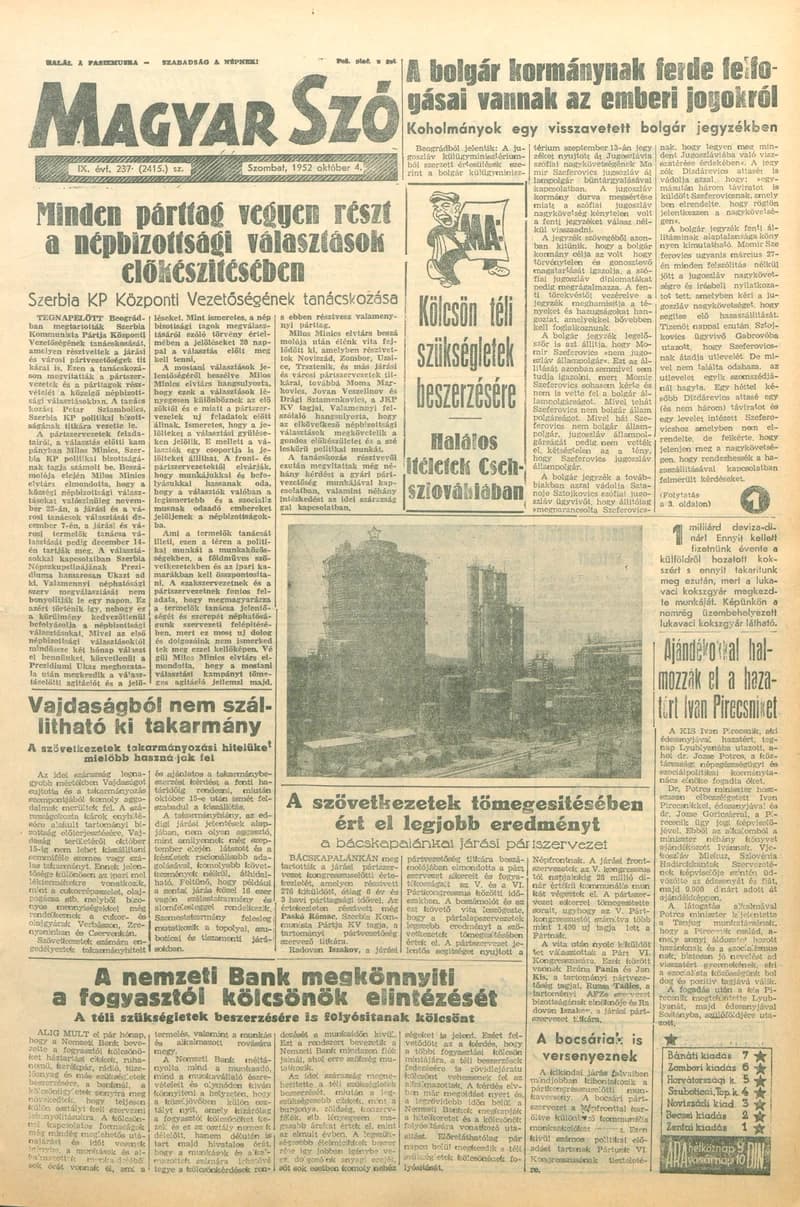 Magyar Szó, 9. évf. 1952. október 4. 237. sz. 1–14. oldal