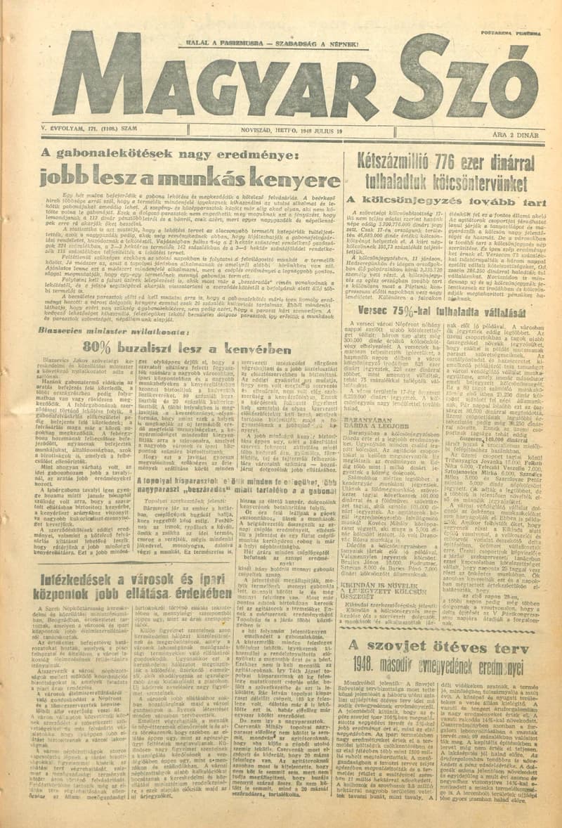 Magyar Szó, 5. évf. 1948. július 19. 171. sz. 1–4. oldal