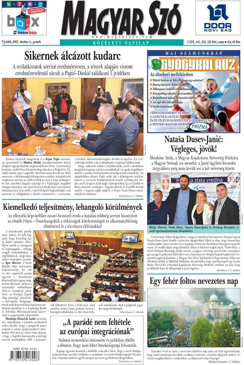 Magyar Szó, 69. évf. 2012. október 5. 232. sz. 1–20. oldal