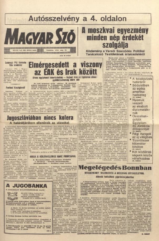 Magyar Szó, 27. évf. 1970. augusztus 22. 230. sz. 1–16. oldal