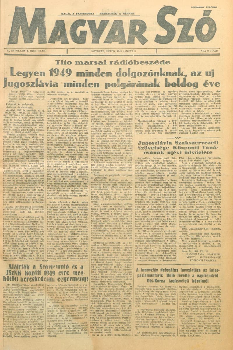 Magyar Szó, 6. évf. 1949. január 3. 2. sz. 1–4. oldal