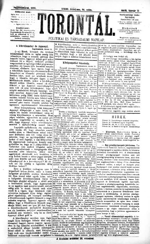 Torontál, 23. évf. 1894. február 12. 34. sz.