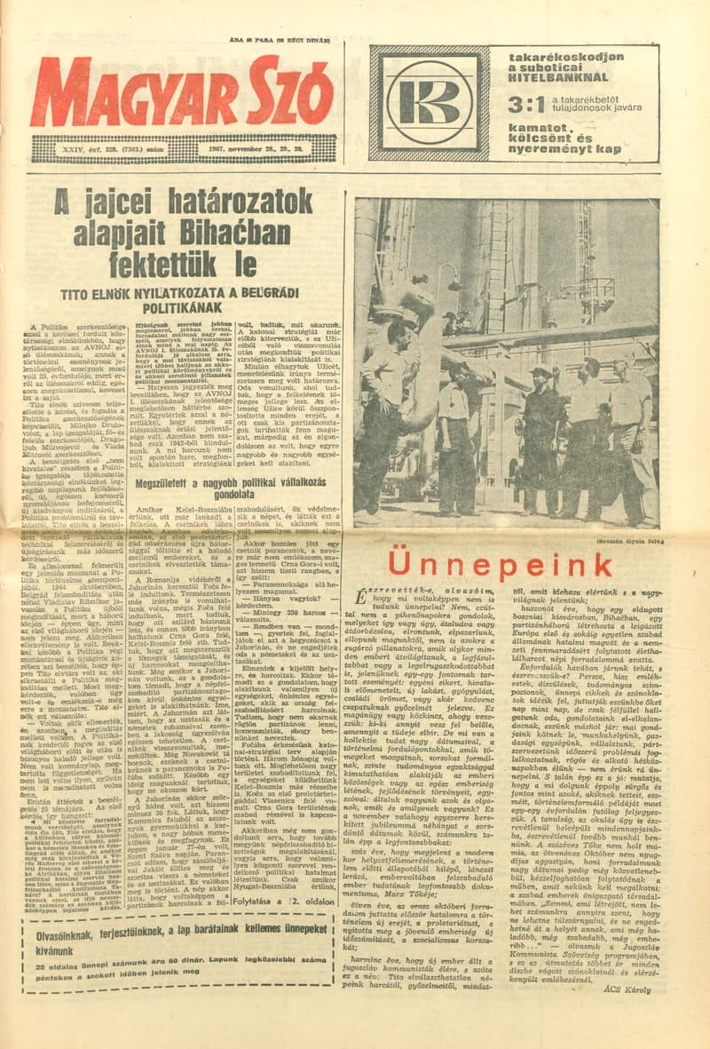 Magyar Szó, 24. évf. 1967. november 28. – 30. 328. sz. 1–28. oldal