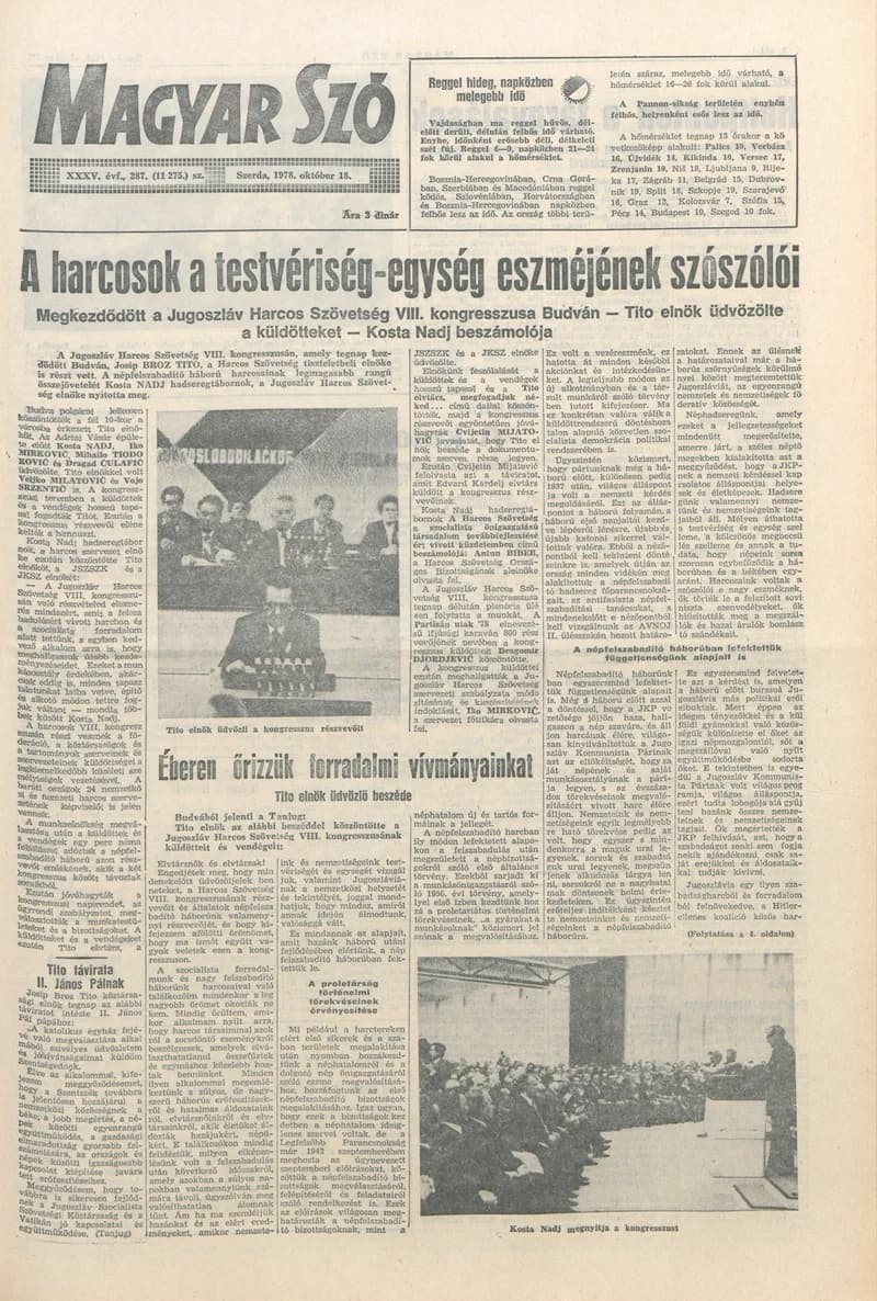Magyar Szó, 35. évf. 1978. október 18. 287. sz. 1–20. oldal