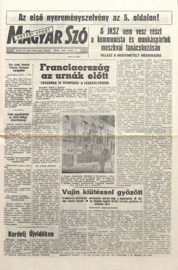 Magyar Szó, 26. évf. 1969. június 2. 149. sz. 1–16. oldal