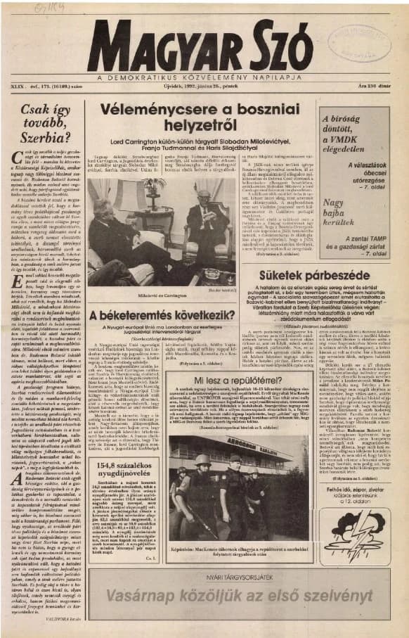 Magyar Szó, 49. évf. 1992. június 26. 173. sz. 1–16. oldal