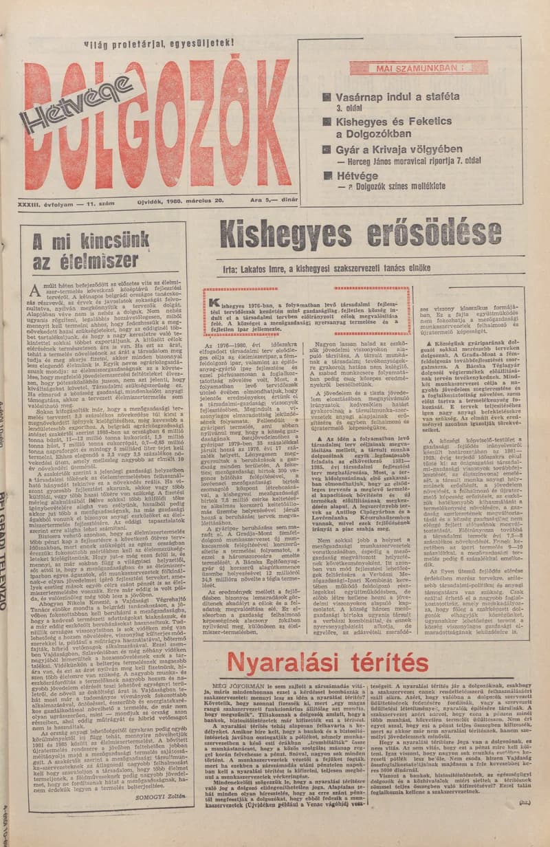 Dolgozók, 34. évf. 1980. március 20. 11. sz.