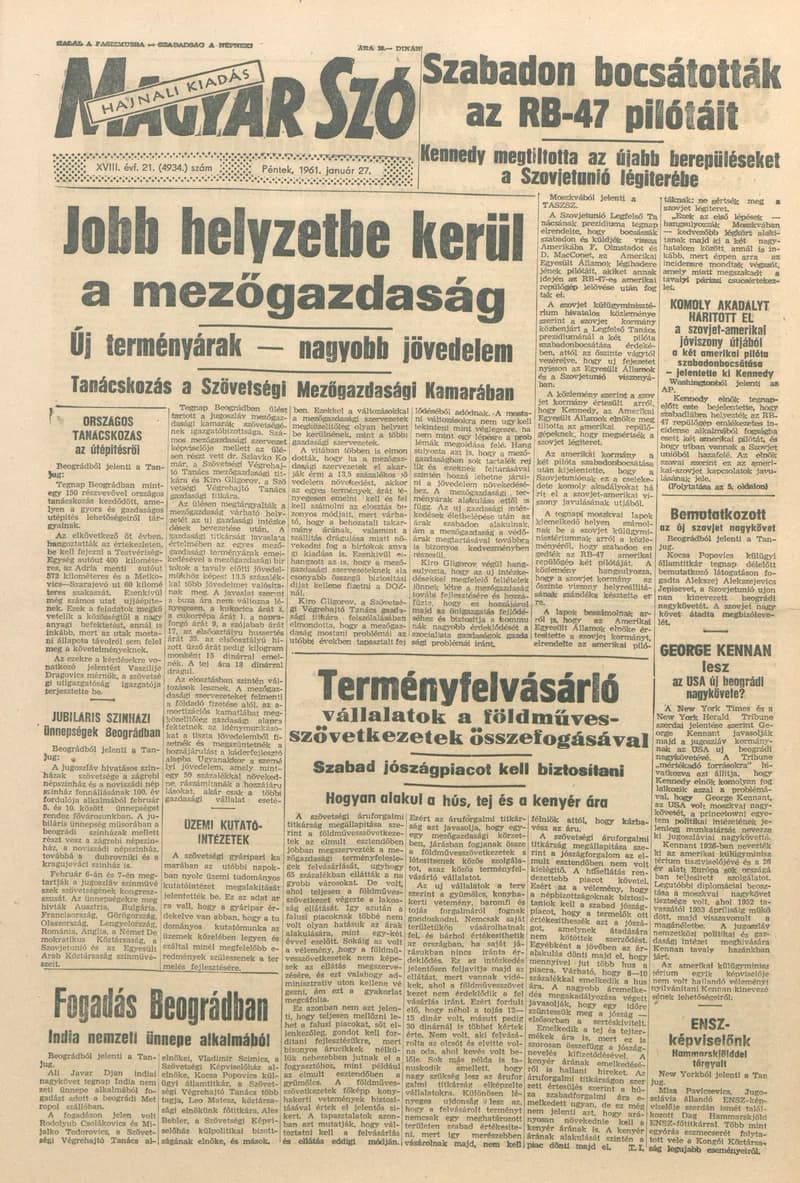 Magyar Szó, 18. évf. 1961. január 27. 21. sz. 1–12. oldal