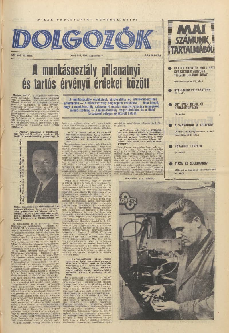Dolgozók, 22. évf. 1968. augusztus 9. 32. sz.