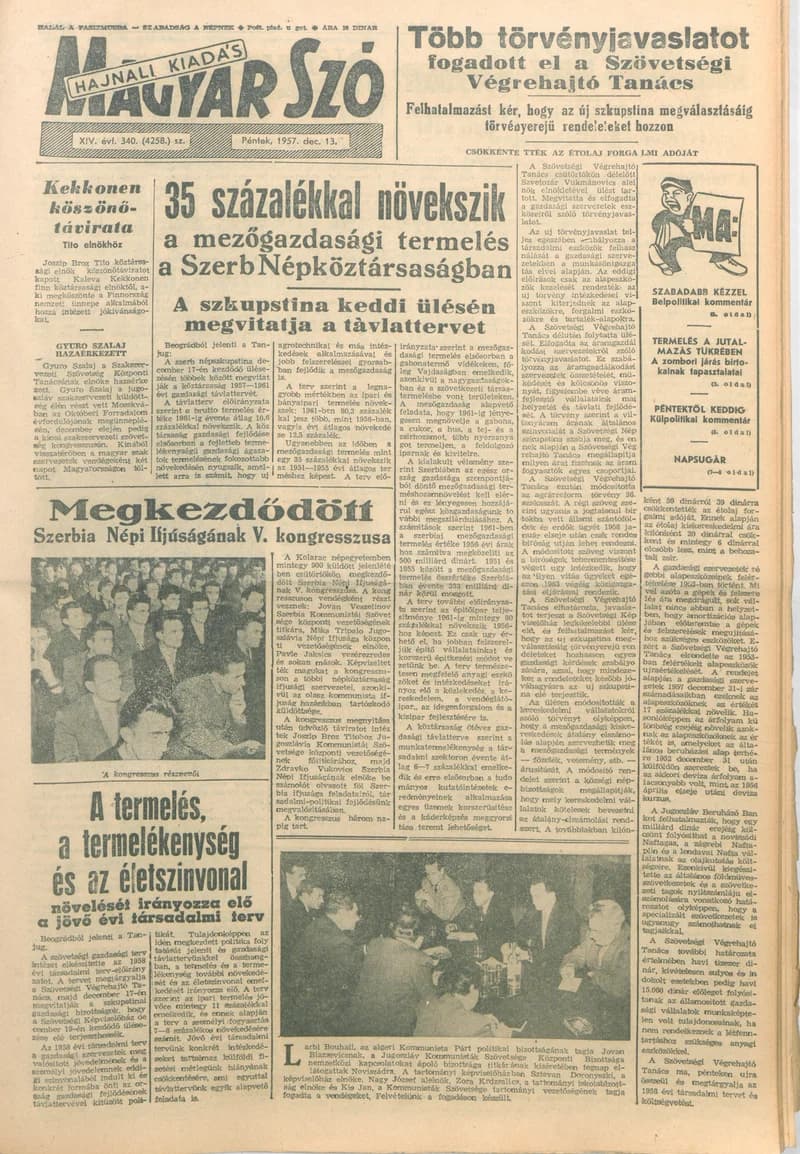 Magyar Szó, 14. évf. 1957. december 13. 340. sz. 1–18. oldal