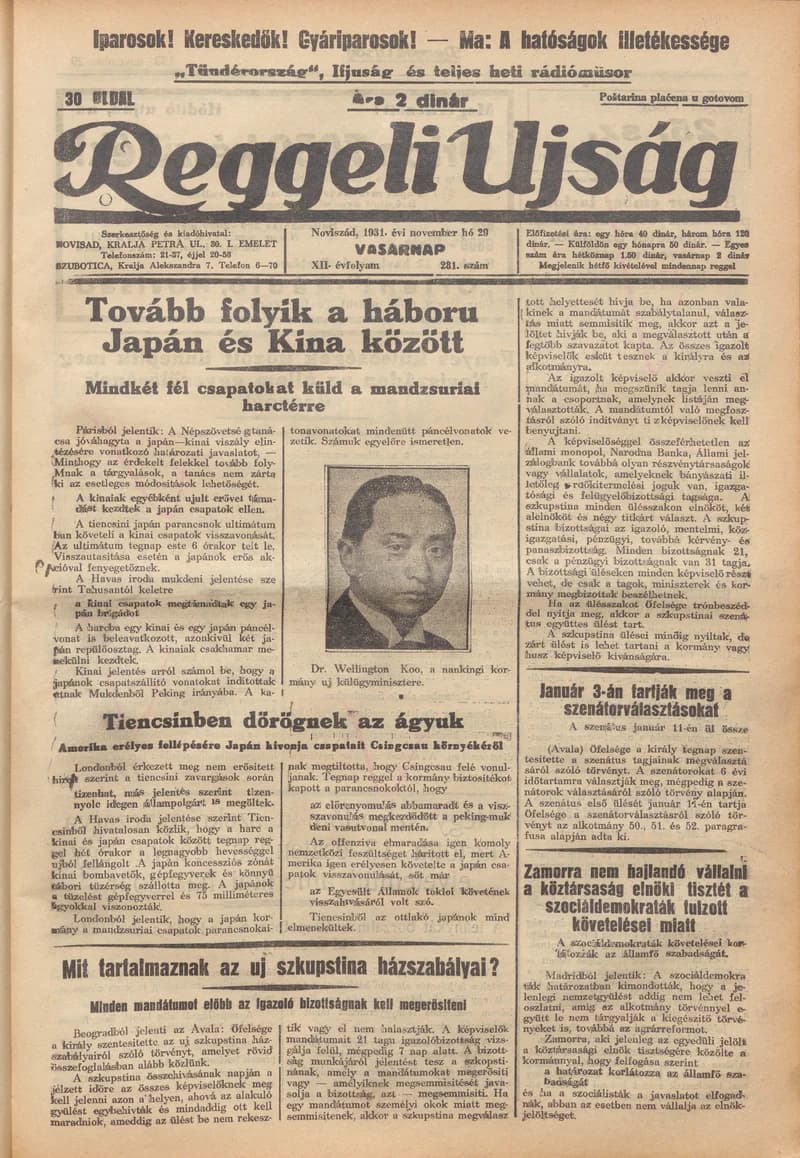 Reggeli Újság, 12. évf. 1931. november 29. 281. sz.