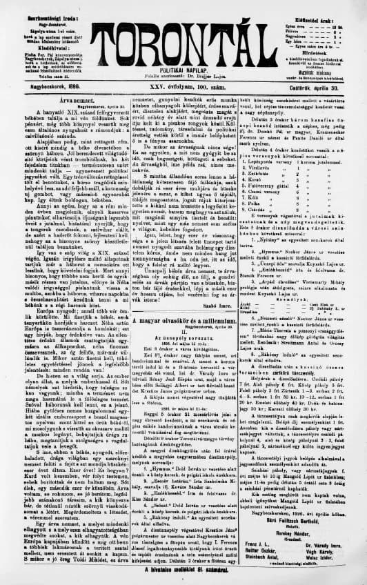 Torontál, 25. évf. 1896. április 30. 100. sz.