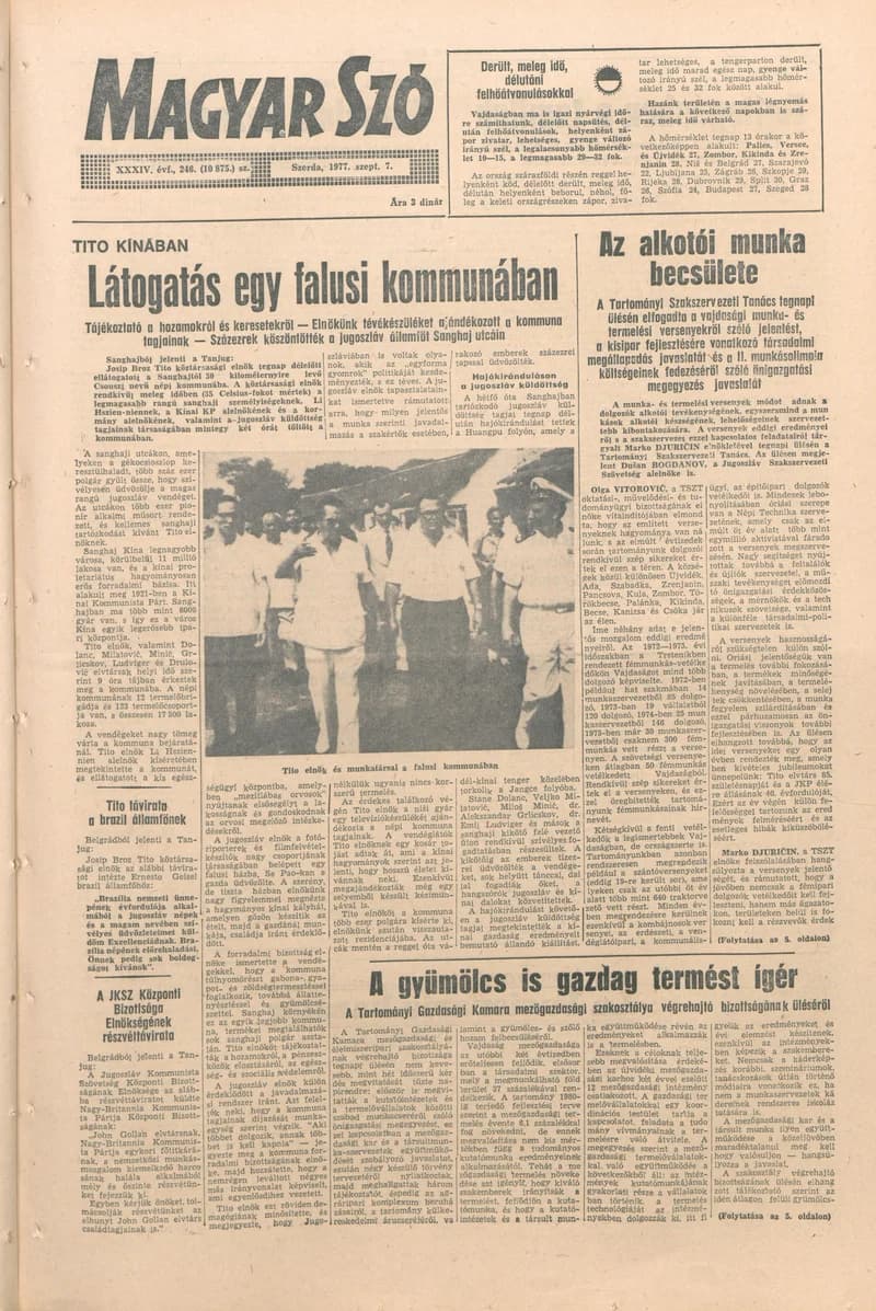 Magyar Szó, 34. évf. 1977. szeptember 7. 246. sz.