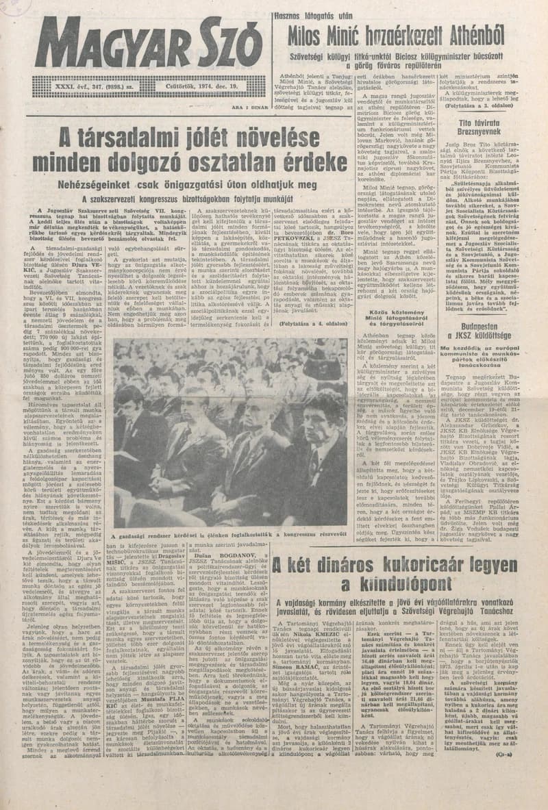 Magyar Szó, 31. évf. 1974. december 19. 347. sz. 1–20. oldal