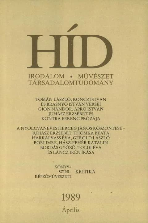 Híd, 53. évf. 1989. április. 4. sz. 399–526. oldal