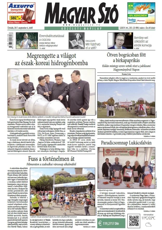 Magyar Szó, 74. évf. 2017. szeptember 4. 205. sz. 1–20. oldal