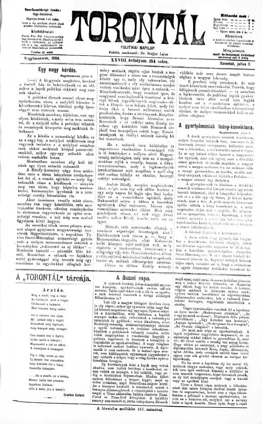 Torontál, 28. évf. 1899. július 8. 154. sz.