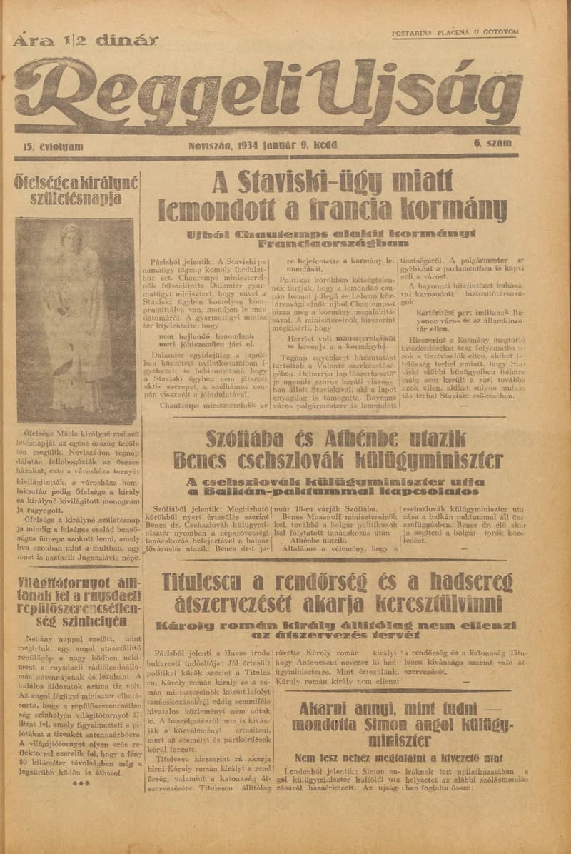 Reggeli Újság, 15. évf. 1934. január 9. 6. sz.