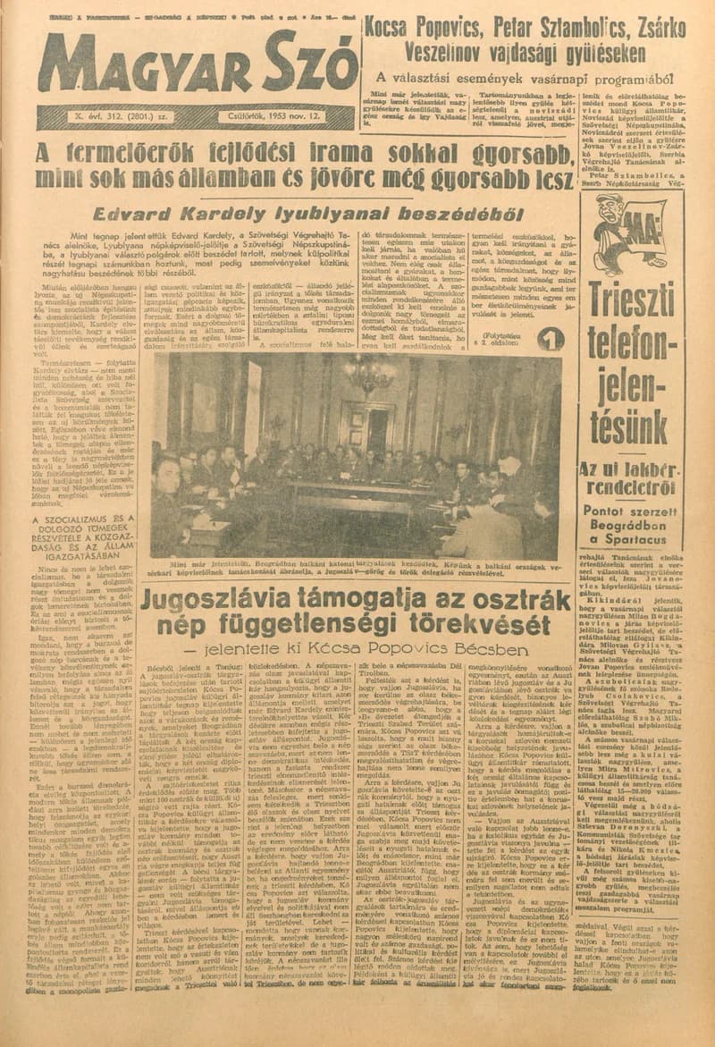 Magyar Szó, 10. évf. 1953. november 12. 312. sz. 1–10. oldal