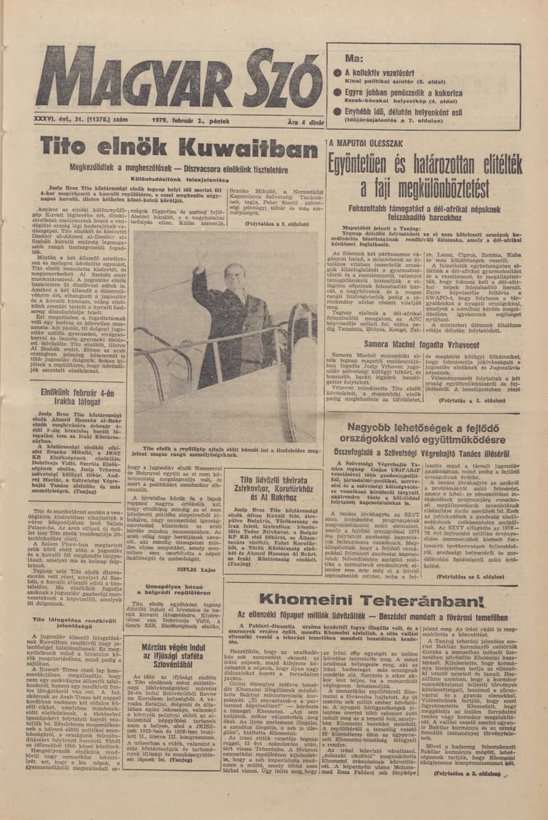 Magyar Szó, 36. évf. 1979. február 2. 31. sz. 1–12. oldal