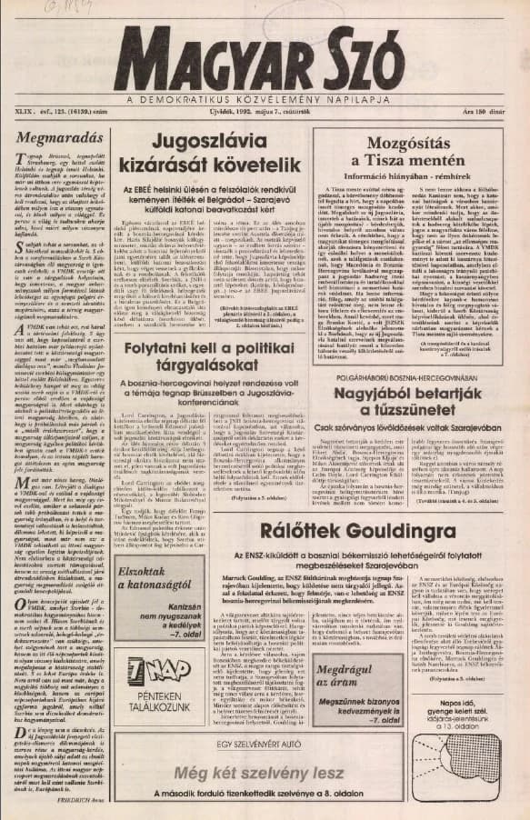 Magyar Szó, 49. évf. 1992. május 7. 123. sz. 1–16. oldal