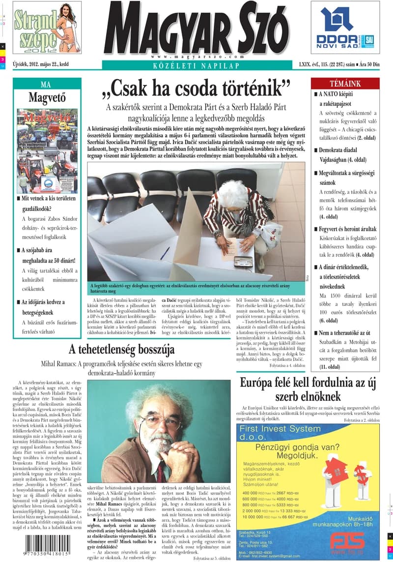 Magyar Szó, 69. évf. 2012. május 22. 115. sz. 1–20. oldal