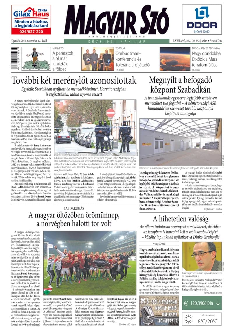 Magyar Szó, 72. évf. 2015. november 17. 267. sz. 1–20. oldal