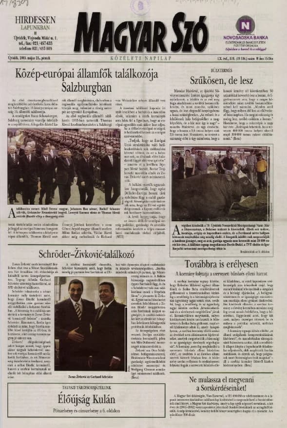 Magyar Szó, 60. évf. 2003. május 23. 120. sz. 1–16. oldal