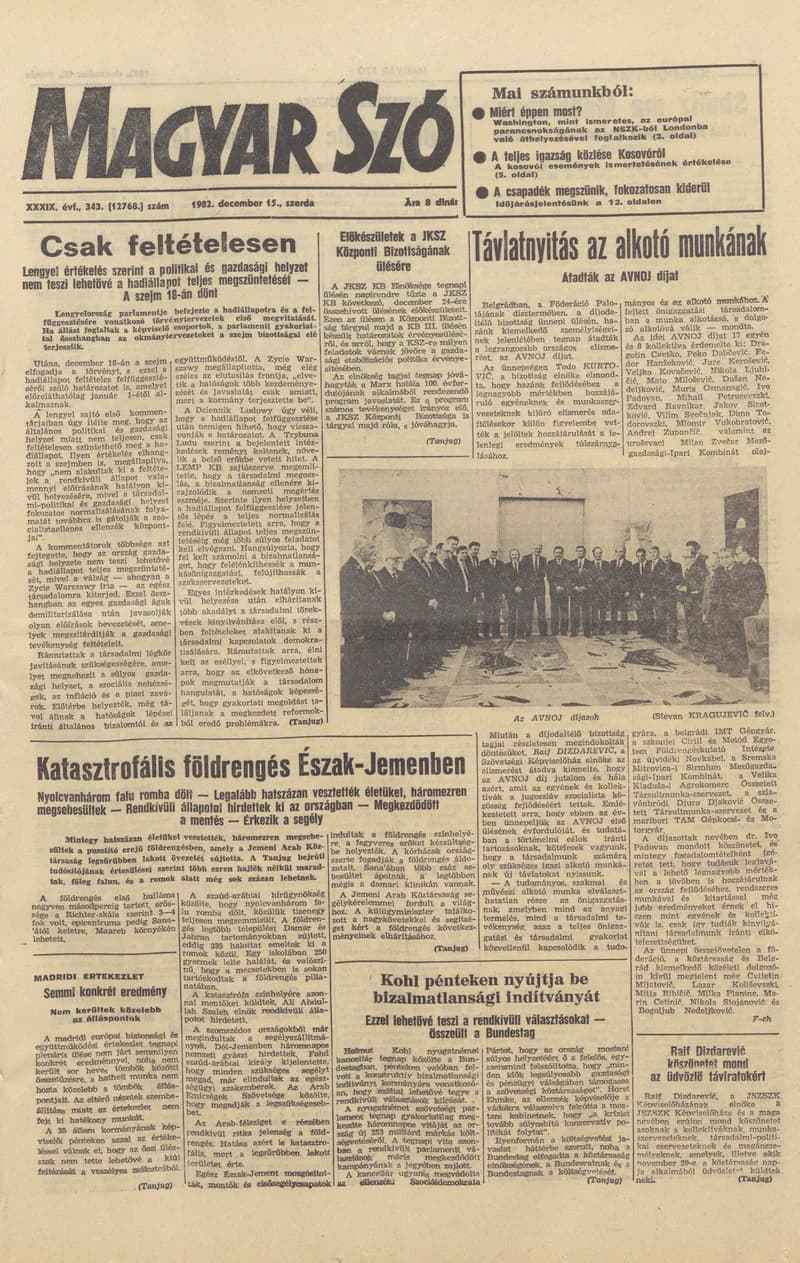 Magyar Szó, 39. évf. 1982. december 15. 343. sz. 1–24. oldal