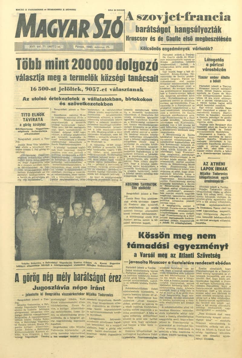 Magyar Szó, 17. évf. 1960. március 25. 71. sz. 1–22. oldal