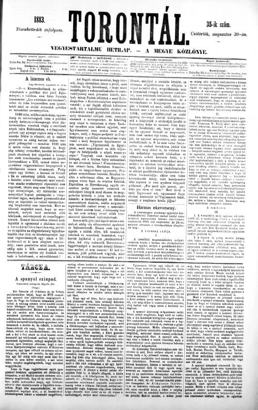 Torontál, 12. évf. 1883. augusztus 30. 35. sz.