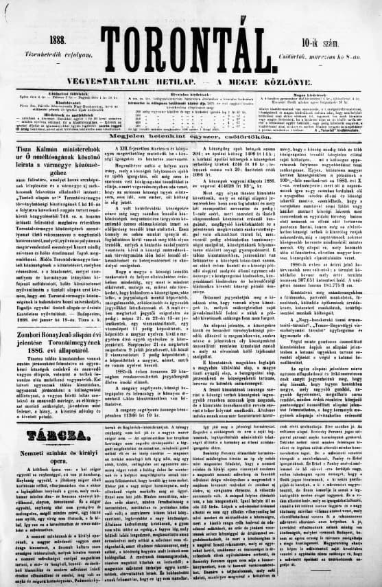 Torontál, 17. évf. 1888. március 8. 10. sz.