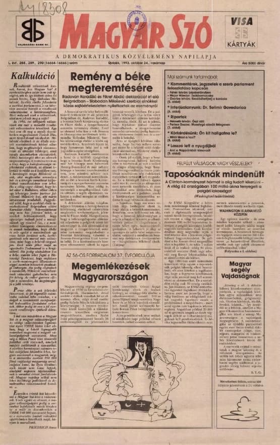 Magyar Szó, 50. évf. 1993. október 24. 288–290. sz. 1–24. oldal