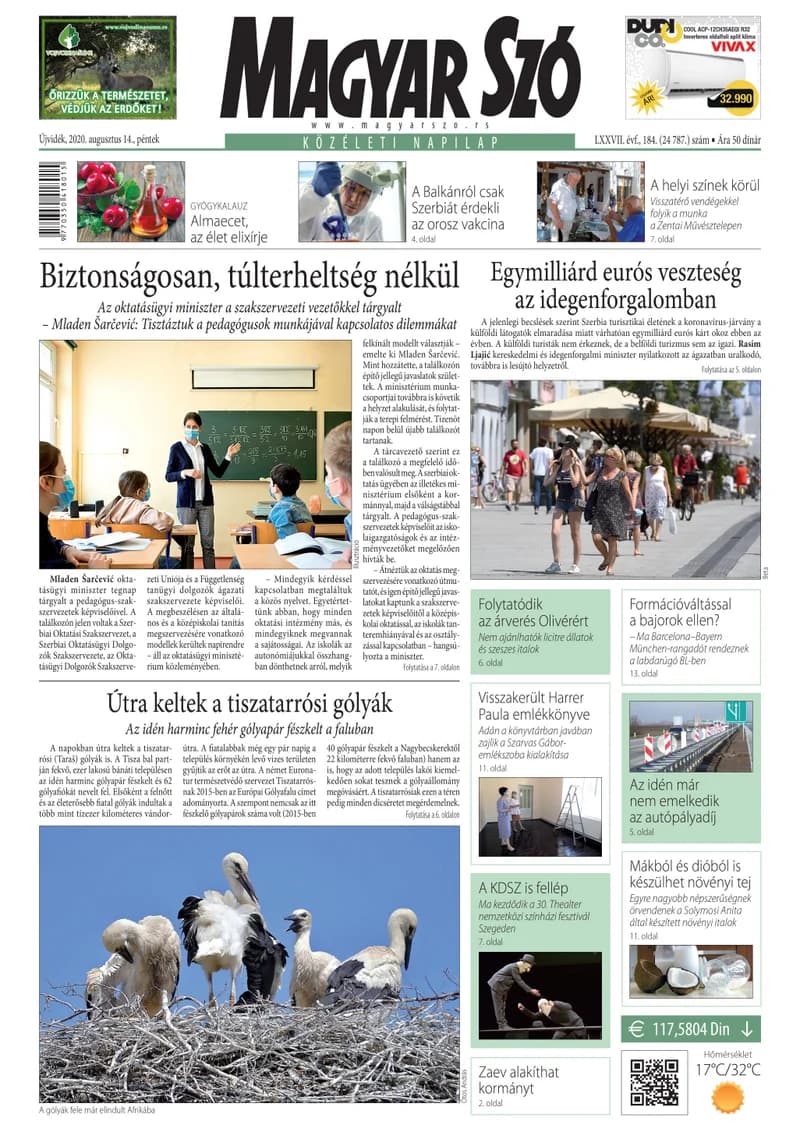 Magyar Szó, 77. évf. 2020. augusztus 14. 184. sz. 1–16. oldal