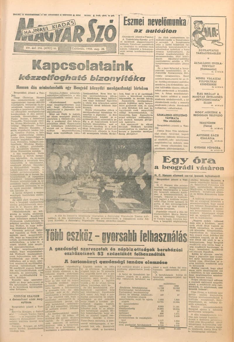 Magyar Szó, 15. évf. 1958. augusztus 28. 216. sz. 1–14. oldal