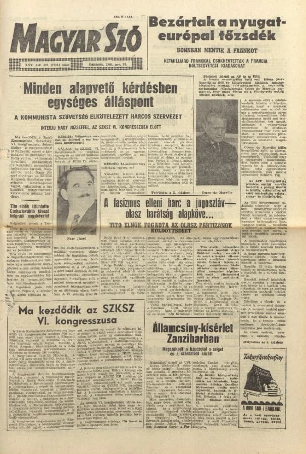 Magyar Szó, 25. évf. 1968. november 21. 322. sz. 1–20. oldal