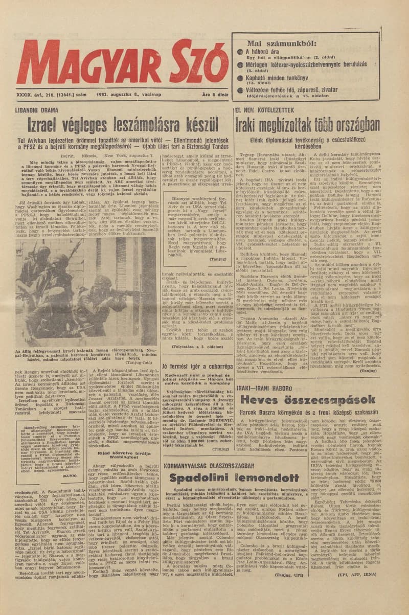 Magyar Szó, 39. évf. 1982. augusztus 8. 216. sz. 1–28. oldal